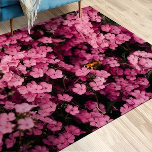 Pink Flower Garden Rug, Pink Rugs, Pink Flowers Rugs, Flower Rug, Corridor Rug, Wall Hanging Rug, Large Rug, Luxury Rug, Bridesmaid Gift,