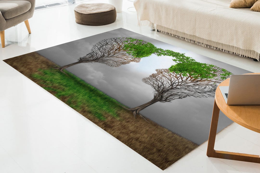 Therapy Rug Therapy Room Rug, Abstract Rug, Abstract Tree Rug, Couple Rug, Spring ...