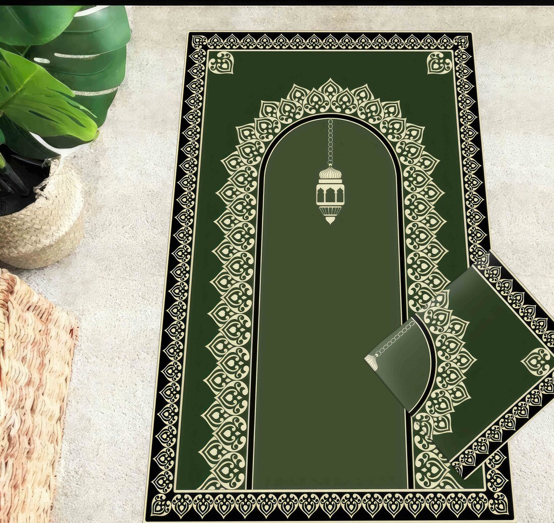 Green Prayer Rug, Worship Rug, Prayer Rug, Modern Rug, Elegant Design ...