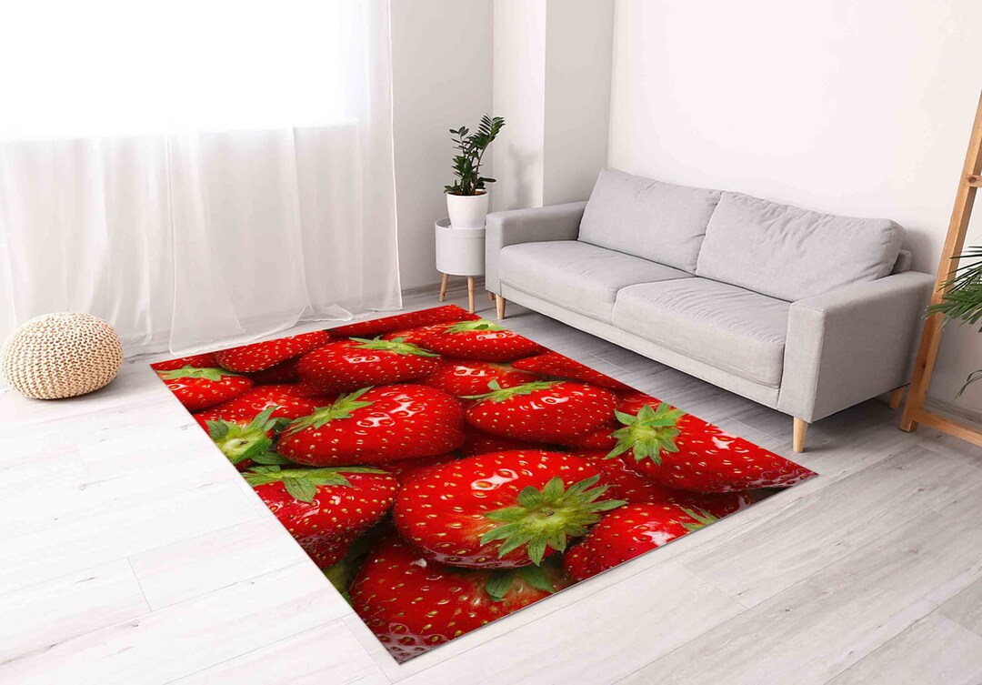 Strawberry Rugs, Kitchen Rug, Fruits Rugs, Modern Rugs, Gift for Her