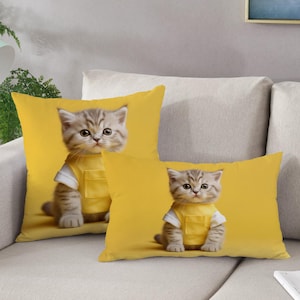 Cojín de gato, funda de cojín de animal, funda de cojín de gato lindo, cojín decorativo, cojín moderno, regalo para el hogar, regalo para él, almohada moderna,