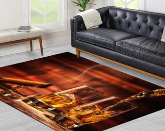 Whiskey Rug, Bar Rug, Man Cave Rug, Loft Rug, Gift For Him, Modern Rug, Cool Rug, Stylish Rug, Rustic Rug, Bold Rug, Trendy Rug,