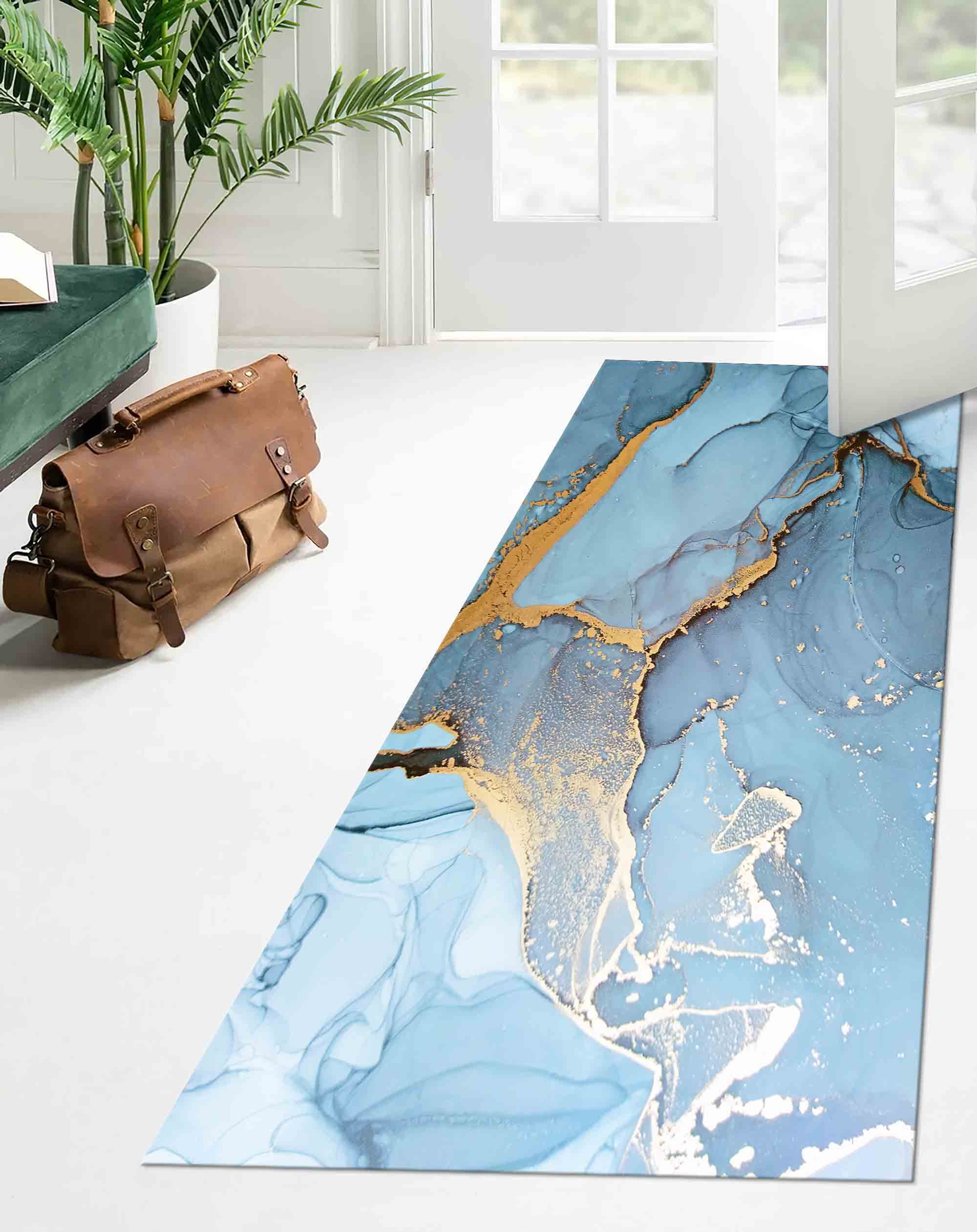 Blue and Gold Marble Rugs, Gold Marble Rug, Blue Marble Rugs, Modern
