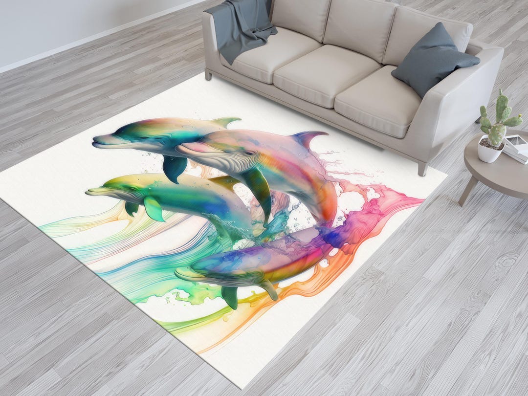 Dolphin Rug, Modern Rug, Colorful Rugs, Animal Rugs, Accent Rug, 3D ...