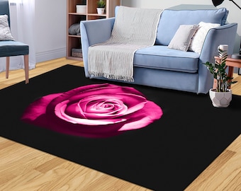 Alfombra de fotografía de rosas rosas, alfombra de rosas, alfombra de rosas rosas, alfombra floral, alfombra antideslizante, alfombra fina, alfombra de lujo, alfombra lavable a máquina,