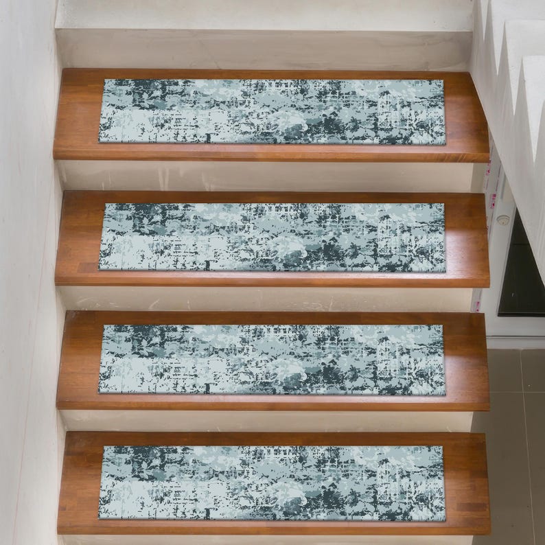 Tgc Rug Modern Abstract Stair Tread Rug, Non Slip Gray Stair Carpet, Washable ...