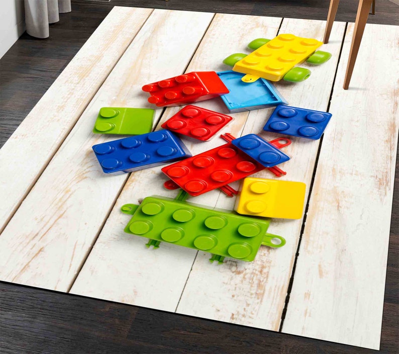 Colorful Building Blocks Rugs, Game Room Rugs, Trendy Rugs, Children ...