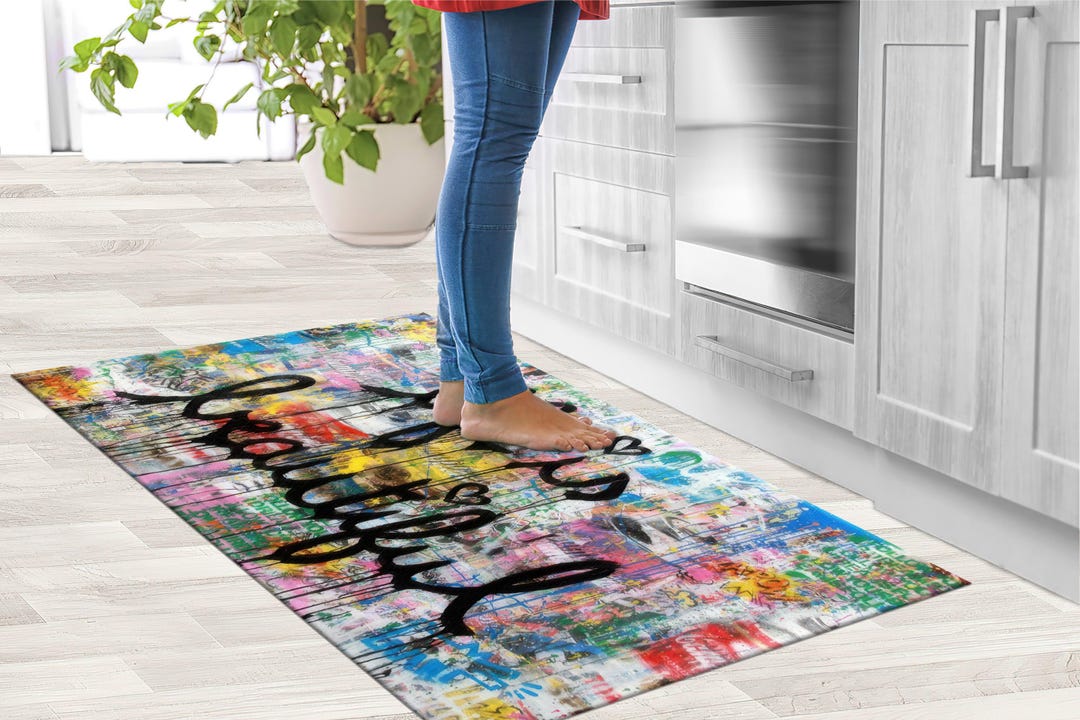 Rasist Rug Graffiti Rug, Banksy Rug, Life is Beautiful Rug, Colorful Rug, Modern ...