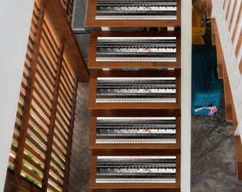 Monochrome Modern Stair Treads, Black Grey White Indoor Rug Strips, Non Slip Washable Minimalist Stair Carpet for Wood Steps