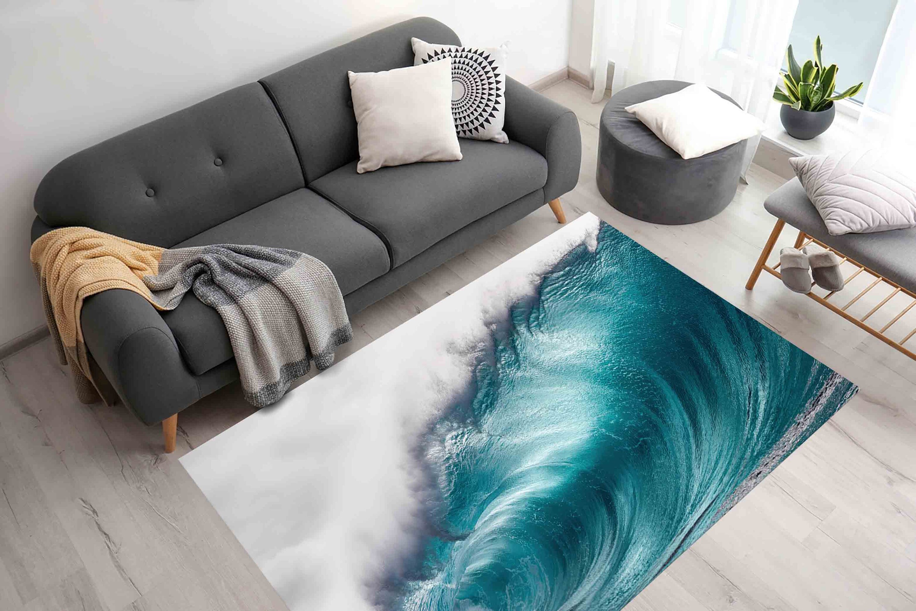 Wave Rugs Water Wave Rugs, Ocean Rugs, Blue Rugs, Landscape Rugs, Gift Rug, Thin ...