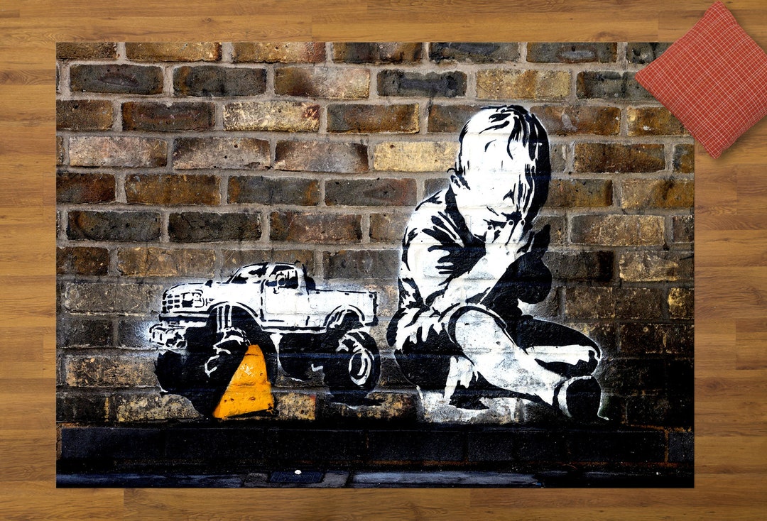 Banksy Praying Boy Rug, Banksy Graffiti Rug, Banksy Boy Rug, Abstract ...