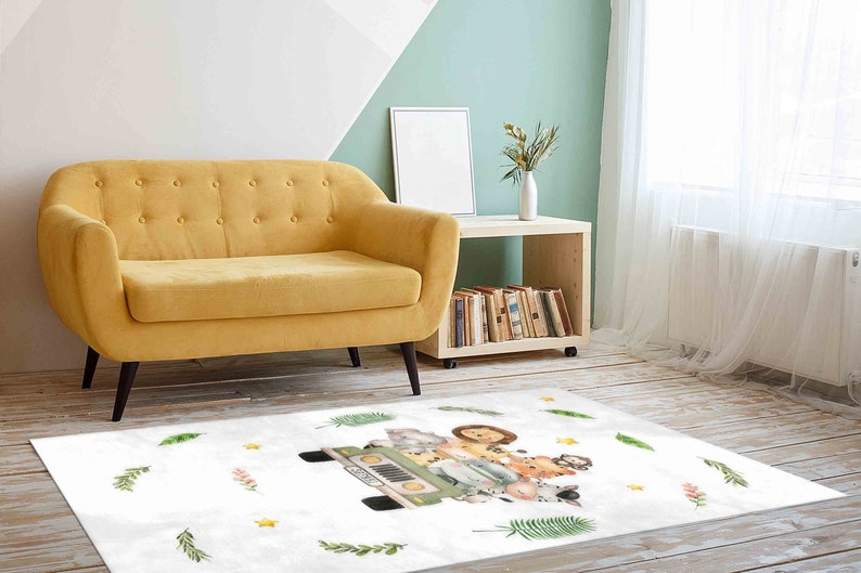 Tropical Jungle Rugs, Cute Animals Rug, Elephant Rugs, Kids Rugs, Safari Rug, Luxury Rug, Colorful Rug, Entry Rug, Accent Rug, Nursery Rug, image 5
