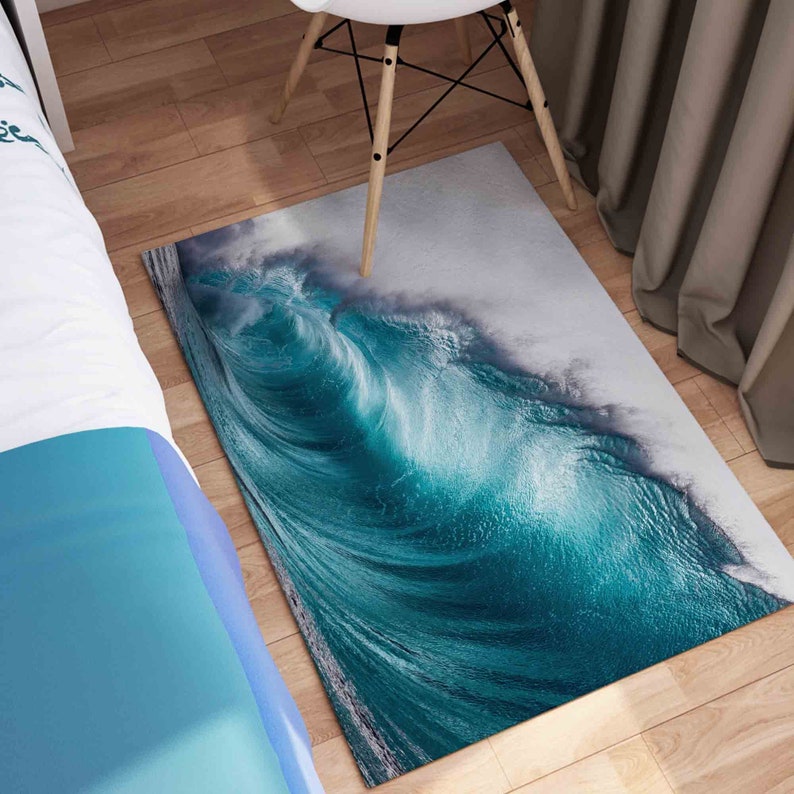 Water Wave Rugs, Ocean Rugs, Blue Rugs, Landscape Rugs, Gift Rug, Thin ...