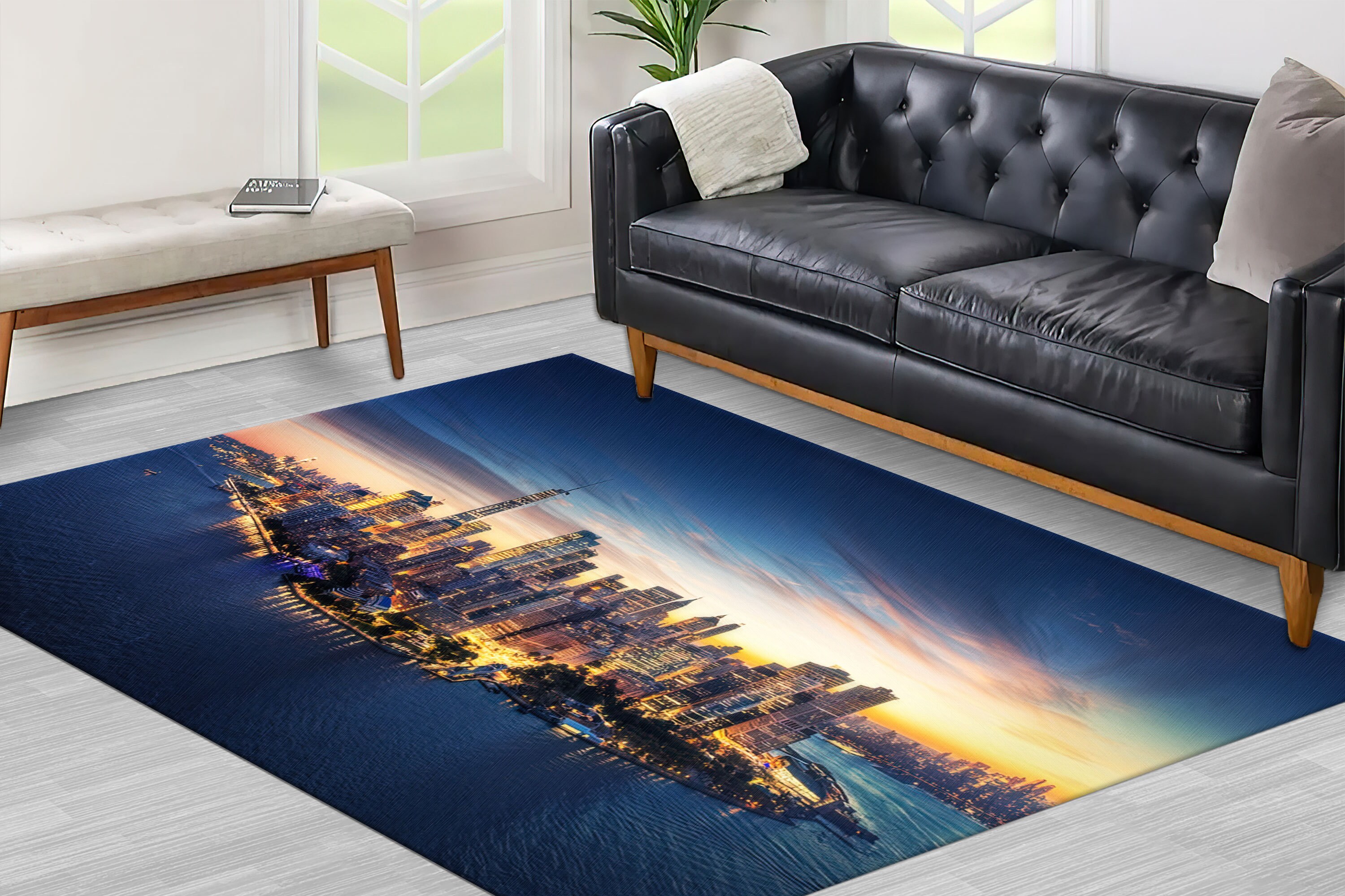 New York Skyline Rug City Landscape Rugs Skyline Rugs Etsy