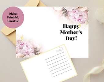 Mother's Day Printable Card | DIGITAL DOWNLOAD | Mother's Day Card, Greeting Card for Mom With Printable Envelope