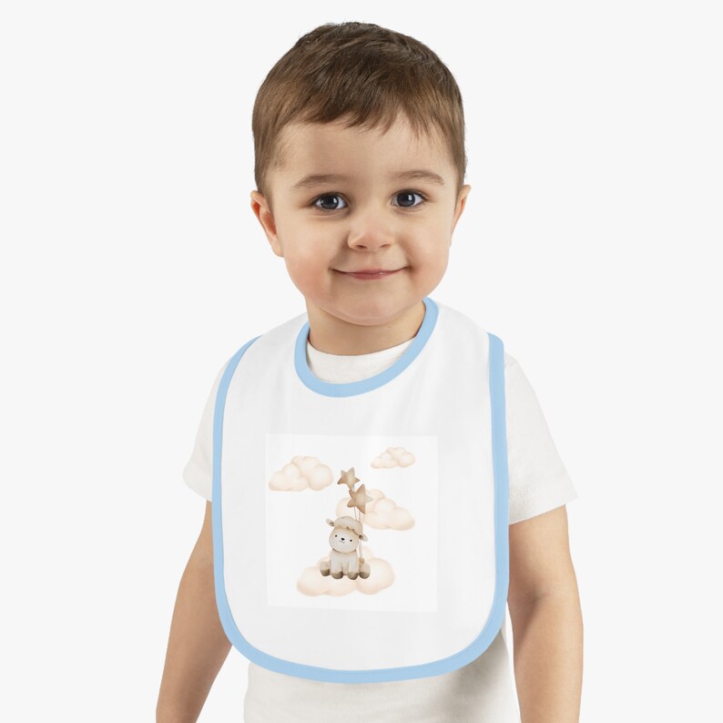 Baby Contrast Trim Jersey Bib, baby, boy and girl image 1