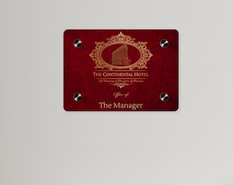 The Manager Continental Hotel Office Sign Wall Art | John Wick Prop