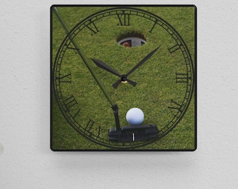 Personalized Golf Wall Clock, Putting Green Golfer Theme for Tournaments, Awards, and Present