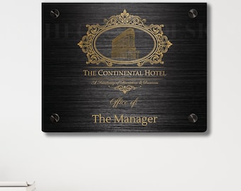 John Wick Inspired Continental Hotel Office Sign | Personalizable Acrylic Wall Plaque