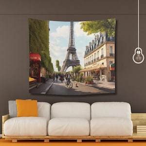 Eiffel Tower Tapestry: Paris Street Scene Wall Decor