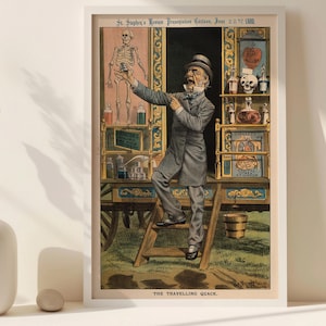 Póster vintage de curandero viajero, impresión de arte mural de espectáculos médicos, pósteres enrollados, decoración de rarezas y curiosidades, tres tipos de papel.