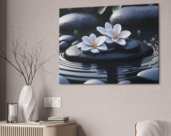 Meditation Wall Art, Serene Water Ripple Canvas Wrap for Yoga Decor