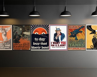 Vintage militär rekryteringsaffischer: Konsttryck från andra världskriget (digital nedladdning)