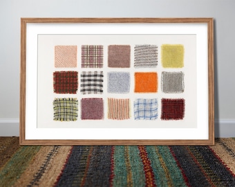 Vintage Fabric Swatch Poster: Frank Mace 1935 Factory Cloth Samples
