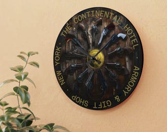 John Wick Continental Hotel Armory Wall Clock | Acrylic Screen Printed Collectors Item