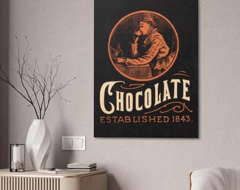 Chocolate Ad Canvas Print, Vintage 19th Century Poster Featuring Victorian Woman