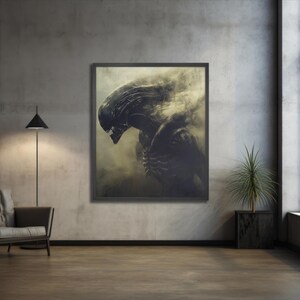 Alien Sci-fi Horror Poster Dark Atmosphere, Futuristic Art Print ...
