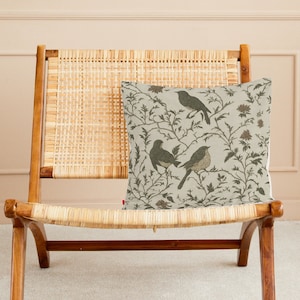 Vintage Avian Pillow: Neutral Botanical Birds Tapestry Home Decor
