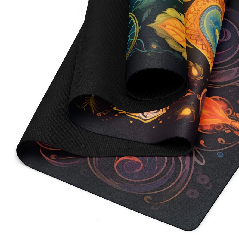Chakra Alignment Yoga Mat, Microsuede Rubber, 24x68 - Energy Focusing with Color & Symbols, Spiritual Gift for Yogis