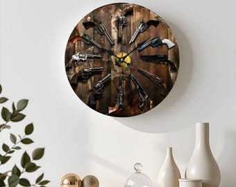 John Wick Wood Wall Clock | Limited Edition Western Revolver Style Wooden Art