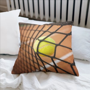 Tennis Ball Pillow, Sports Home Decor, Tennis Enthusiast Gift, Spun Polyester Cushion Cover, Four Sizes, Tennis Inspired Throw Pillow