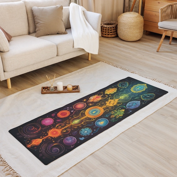 Chakra Yoga Mat with Non-Slip Microsuede Top and Durable Rubber Backing