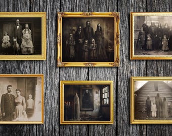 Spooky Ghost Prints, Vintage Victorian Digital Download | Eerie Family Portraits