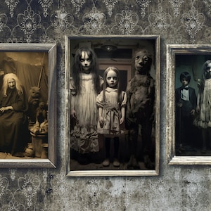 Printable Creepy Portrait Photos - 10 Digital Halloween Collage Images, Scary Antique Scrapbook Ephemera Art Bundle