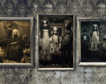 Creepy Portrait Photos: 10 Halloween Collage Images (Digital Download)