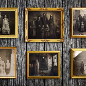 Spooky Ghost Digital Prints, Scary Halloween, Digital Collage | Antique Scrapbook |