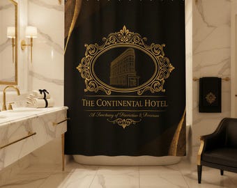 The Continental Hotel Shower Curtain | John Wick Inspired Cinema Bathroom Decor