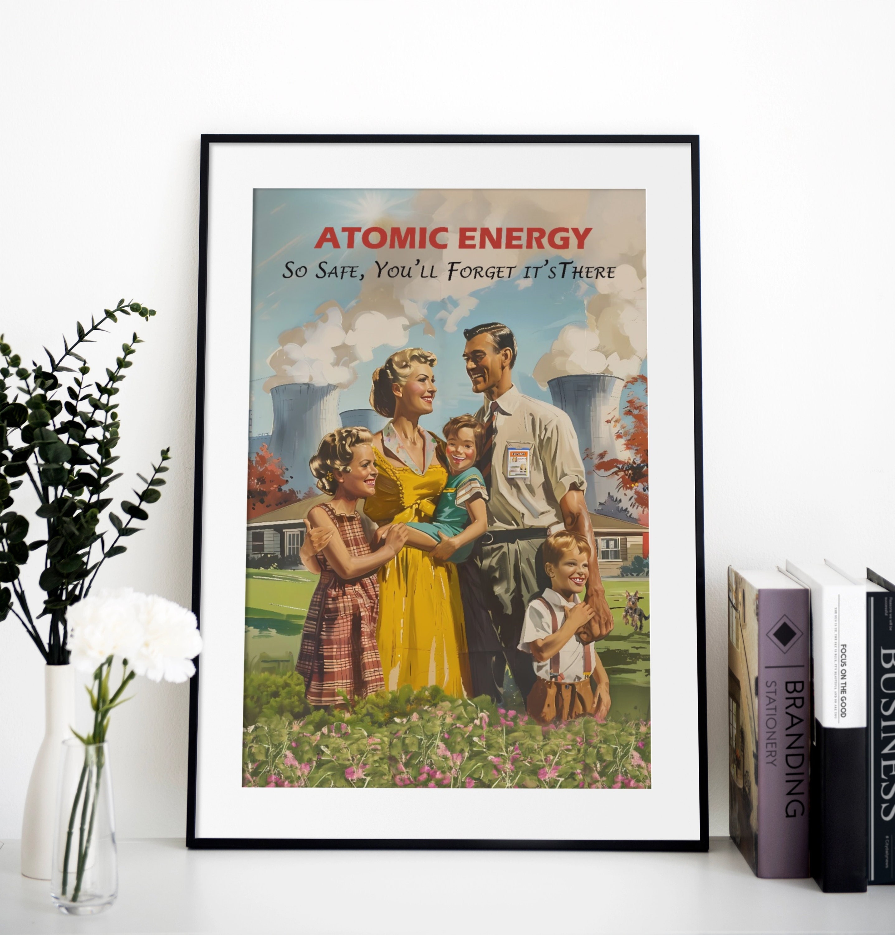 Fallout Nuclear Propaganda Poster - Be a Cool Kid: Support Nuclear Power! - Faux 1950s Art Campy Poster In Matt, Semi-Glossy, Fine Art