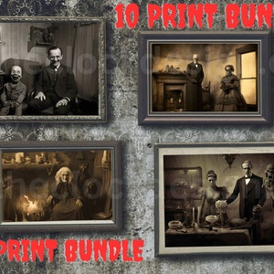 Vintage Creepy Ghost Photos Printable | 10 Digital Collage Bundle for Halloween Scrapbook & Journal Decorations