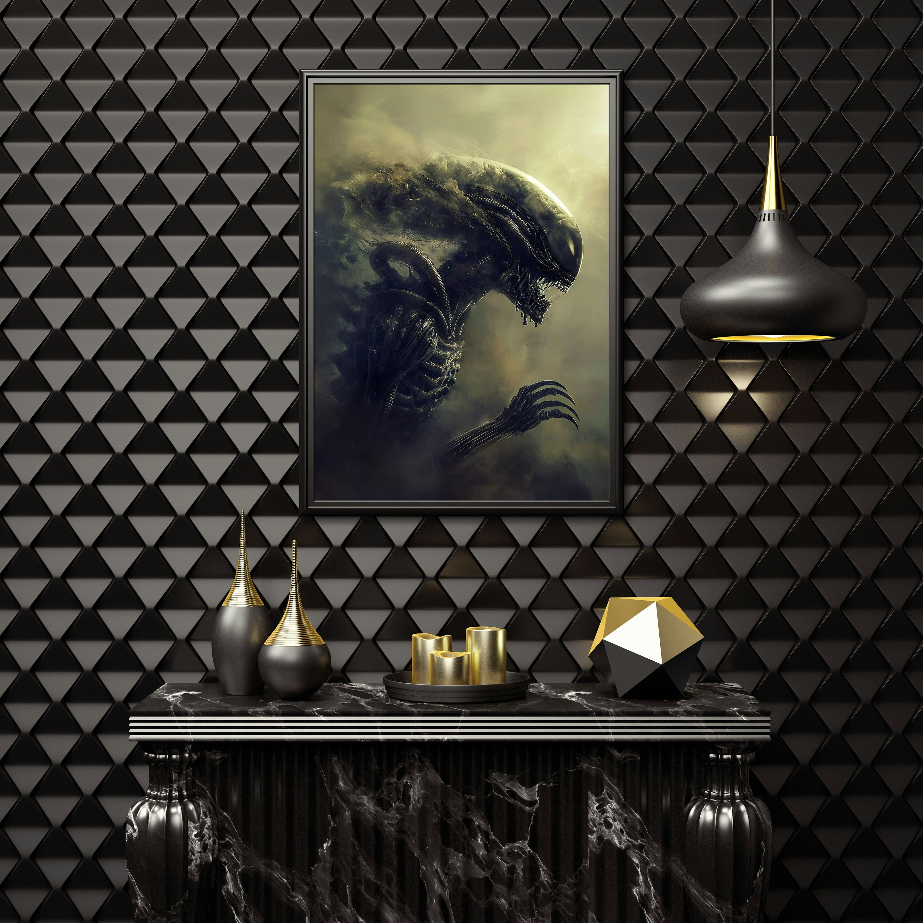 Alien Xenomorph Horror Movie Poster: Dark Sci-fi Art Print - Etsy