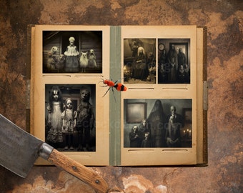 Spooky Ghost Digital Prints, Scary Halloween, Digital Collage | Antique Scrapbook | Journal Decorations