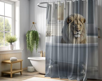 Wild Lion King Shower Curtain - Waterproof Bathroom Decor For Kids & Wildlife Theme, 72x72 Inches