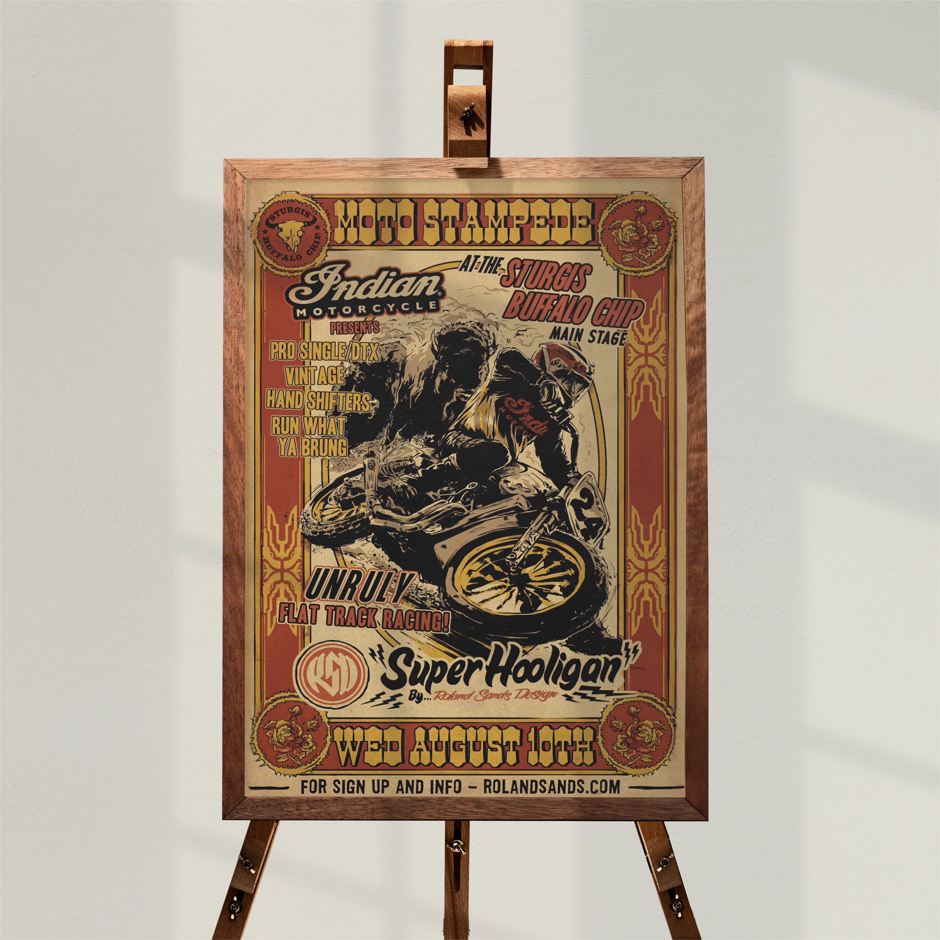 Vintage Indian Motorcycle Poster: Sturgis Moto Stampede Racing Art