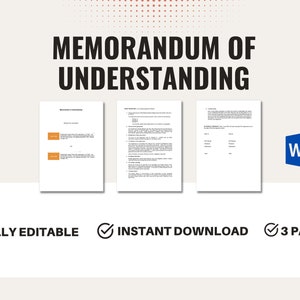 MOU, Memorandum of Understanding template, Non-binding agreement, Partnership Agreement, partnership
