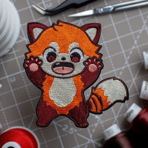 Red Panda Embroidered Patch Scared Iron On Patch