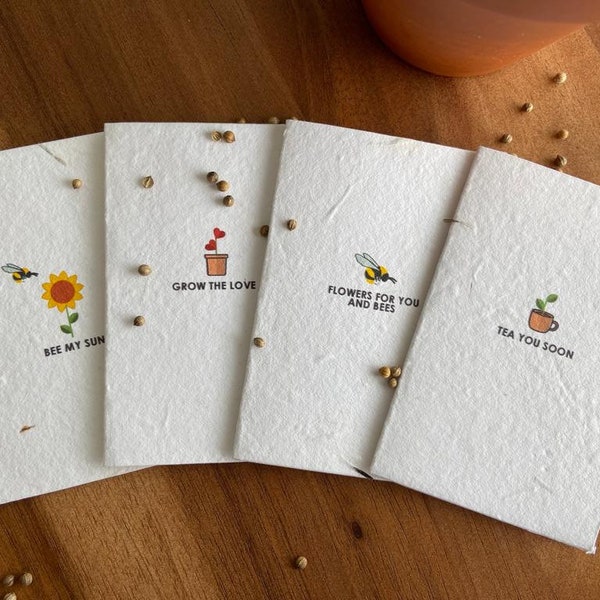 Zaadkaarten plantbaar met enveloppen | Minimalistisch | Lavendelzaadpapier | Zero Waste-cadeau | Bruiloft | Verjaardag | Moeder | Zaad briefkaart | A7